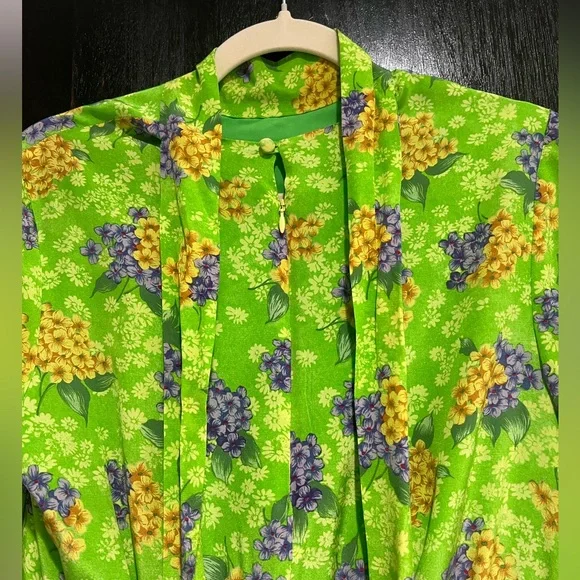 Les Rêveries Green Floral Silk Tie-Back Midi Dress Size 8 - Picture 5 of 6